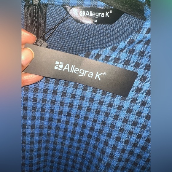 NWT Allegra K Blue Checkered Women's Dress size Medium - Picture 5 of 5